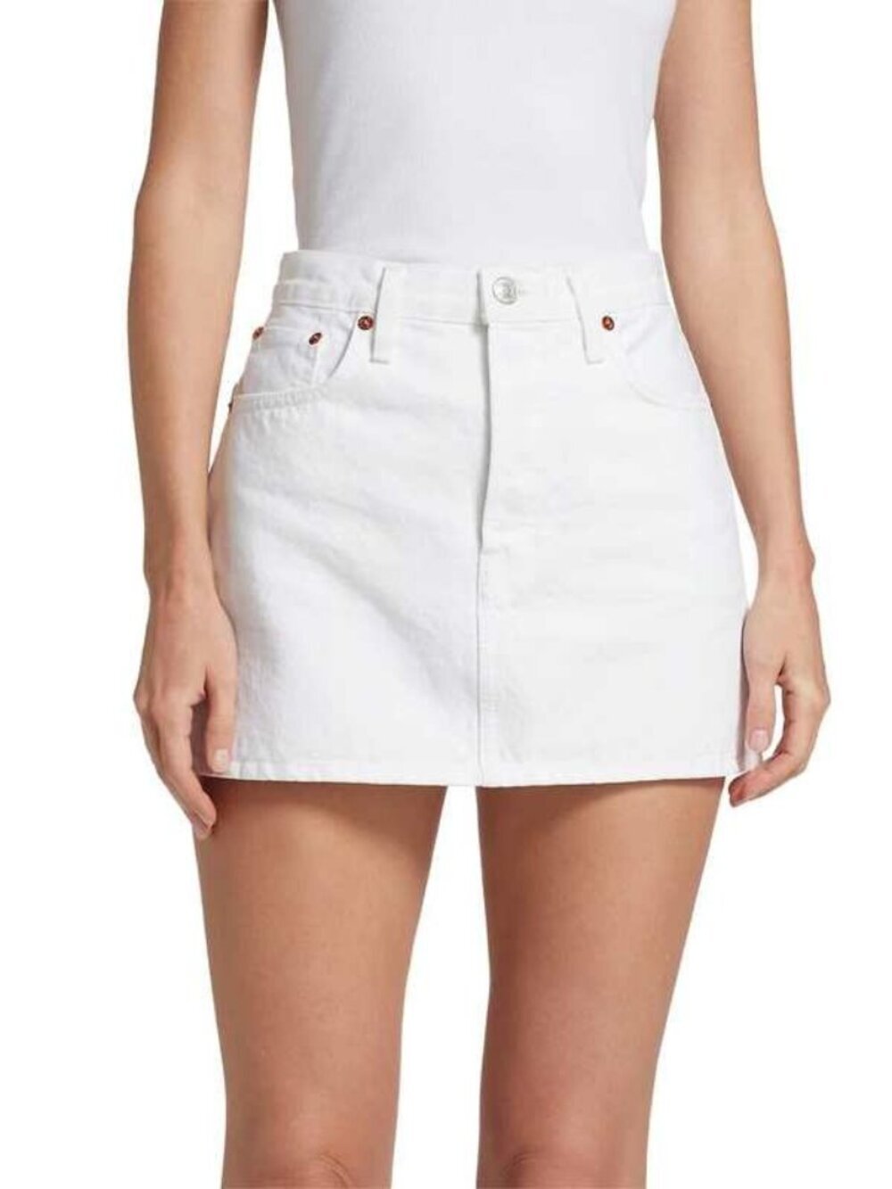 Re/Done 90's  Mini Sirt Womens White  Frayed Hem Size 27